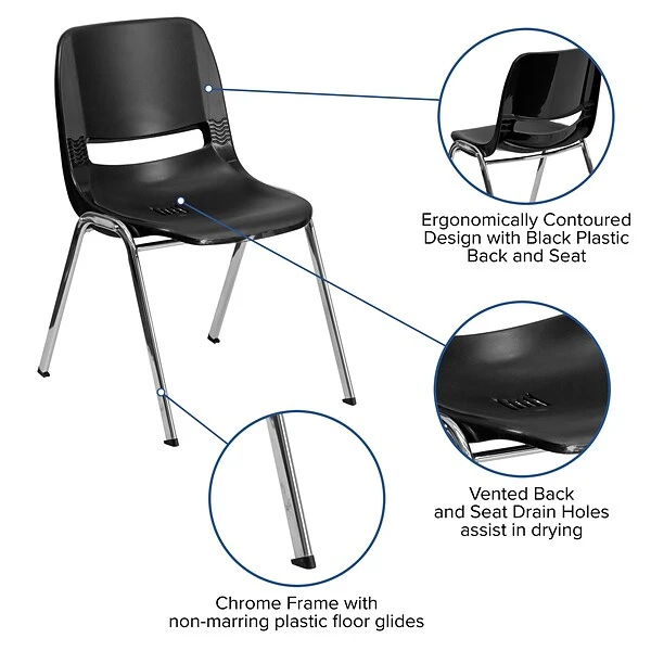 Flash Furniture HERCULES Plastic Student/School Chair, Black (RUT-18-BK-CHR-GG) - Image 4