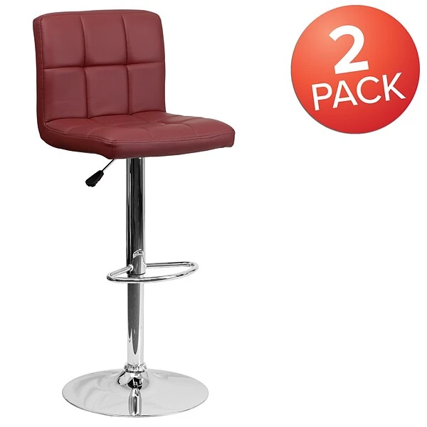Flash Furniture Contemporary Vinyl Adjustable Height Barstool With Back, Burgundy, 2-Pieces (2DS810MODBURGGG) - Image 2