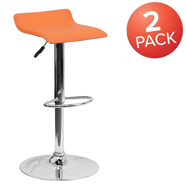 Flash Furniture Contemporary Vinyl Adjustable Height Barstool With Back, Orange, 2-Pieces (2DS801CONTORGGG) - Image 2