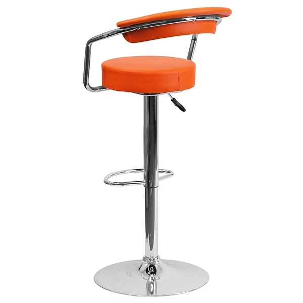 Flash Furniture Contemporary Vinyl Adjustable Height Barstool With Back, Orange, 2-Pieces (2CHTC31060ORGGG) - Image 4