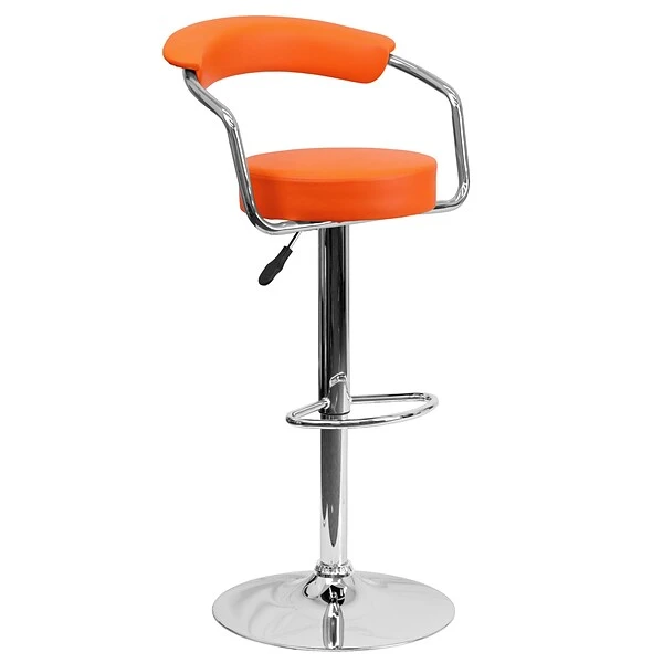 Flash Furniture Contemporary Vinyl Adjustable Height Barstool With Back, Orange, 2-Pieces (2CHTC31060ORGGG) - Image 5