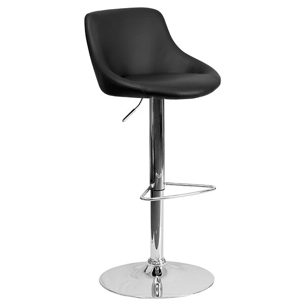 Flash Furniture Contemporary Vinyl Adjustable Height Barstool With Back, Black, 2-Pieces (2CH82028MODBKGG) - Image 5