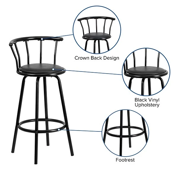 Flash Furniture Transitional Vinyl Swivel Barstool, Black (YBYJ909KD) - Image 4
