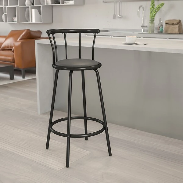 Flash Furniture Transitional Vinyl Swivel Barstool, Black (YBYJ909KD) - Image 6
