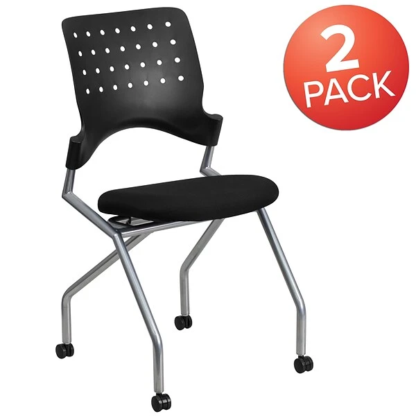 Flash Furniture Fabric Padded Mobile Nesting Chair, Black, 2/Pack - Image 2
