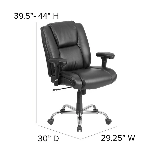 Flash Furniture HERCULES Series Ergonomic LeatherSoft Swivel Big & Tall Task Office Chair, Black (GO2132LEA) - Image 6