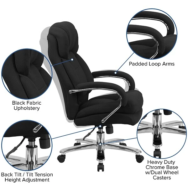 Flash Furniture HERCULES Series Ergonomic Fabric Swivel 24/7 Intensive Use Big & Tall Executive Office Chair, Black (GO2078) - Image 5