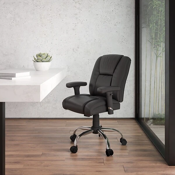 Flash Furniture HERCULES Series Ergonomic LeatherSoft Swivel Big & Tall Task Office Chair, Black (GO2132LEA)