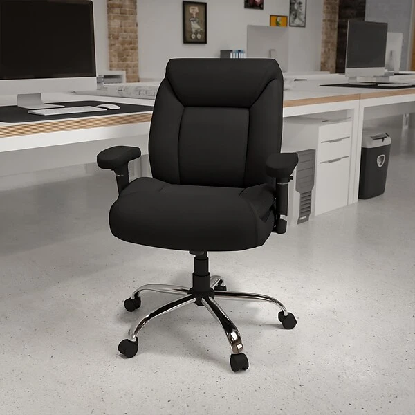 Flash Furniture HERCULES Series Ergonomic Fabric Swivel Big & Tall Tufted Task Office Chair, Black (GO2073F)
