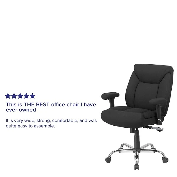 Flash Furniture HERCULES Series Ergonomic Fabric Swivel Big & Tall Tufted Task Office Chair, Black (GO2073F) - Image 4