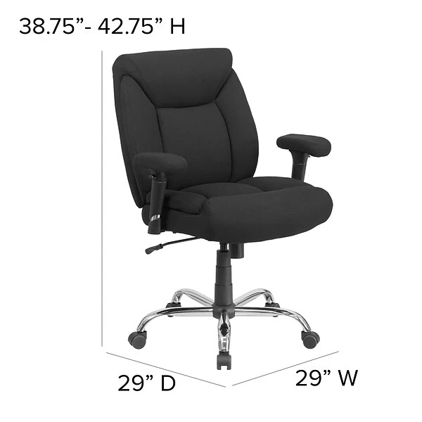 Flash Furniture HERCULES Series Ergonomic Fabric Swivel Big & Tall Tufted Task Office Chair, Black (GO2073F) - Image 6