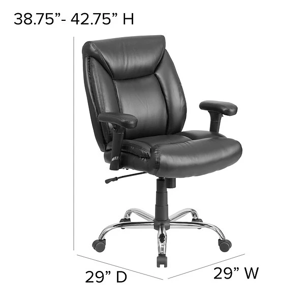 Flash Furniture HERCULES Series Ergonomic LeatherSoft Swivel Big & Tall Tufted Task Office Chair, Black (GO2073LEA) - Image 5