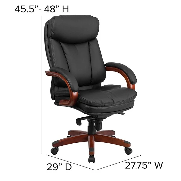 Flash Furniture Hansel Ergonomic LeatherSoft Swivel High Back Executive Office Chair, Black/Mahogany (BT90171HS) - Image 5