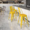 Flash Furniture Contemporary Metal Restaurant Counter Height Stool, Yellow (CH3132024GBYL)