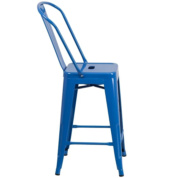 Flash Furniture Contemporary Metal Restaurant Counter Height Stool, Blue (CH3132024GBBL) - Image 8