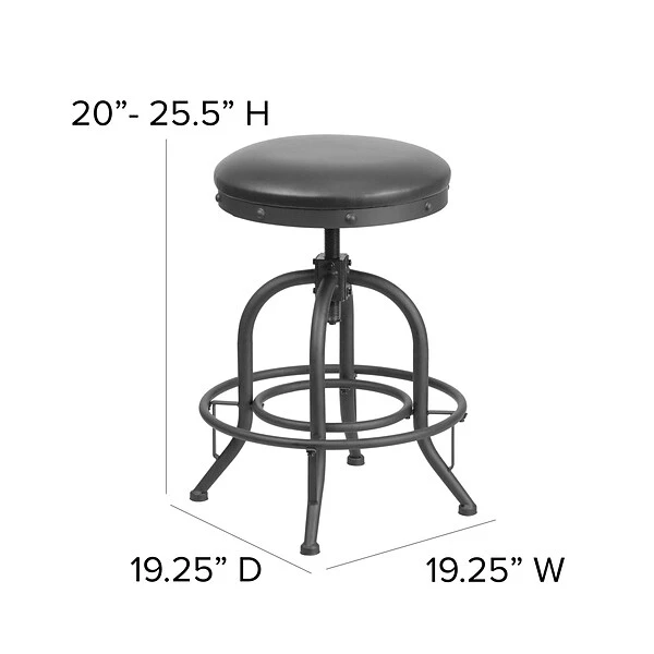Flash Furniture Rustic LeatherSoft Counter Height Swivel Stool, Black (ETBR542224) - Image 4