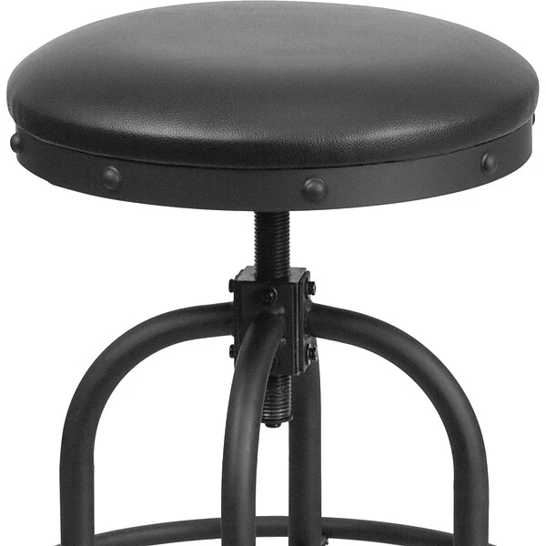 Flash Furniture Rustic LeatherSoft Counter Height Swivel Stool, Black (ETBR542224) - Image 6