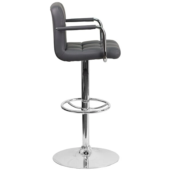 Flash Furniture Contemporary Vinyl Adjustable Height Barstool With Back, Gray (CH102029GY) - Image 7