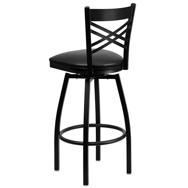 Flash Furniture Traditional Vinyl Restaurant Swivel Barstool With Back, Black (XU6F8BXSWVBKV) - Image 6