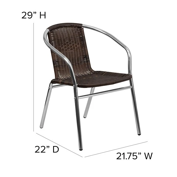 Flash Furniture Contemporary Aluminum Dining Chair, Dark Brown (TLH020) - Image 5