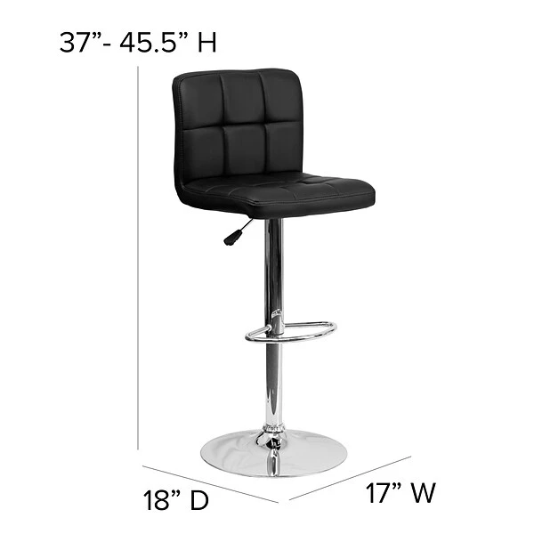 Flash Furniture Contemporary Vinyl Adjustable Height Barstool With Back, Black (DS810MODBK) - Image 5