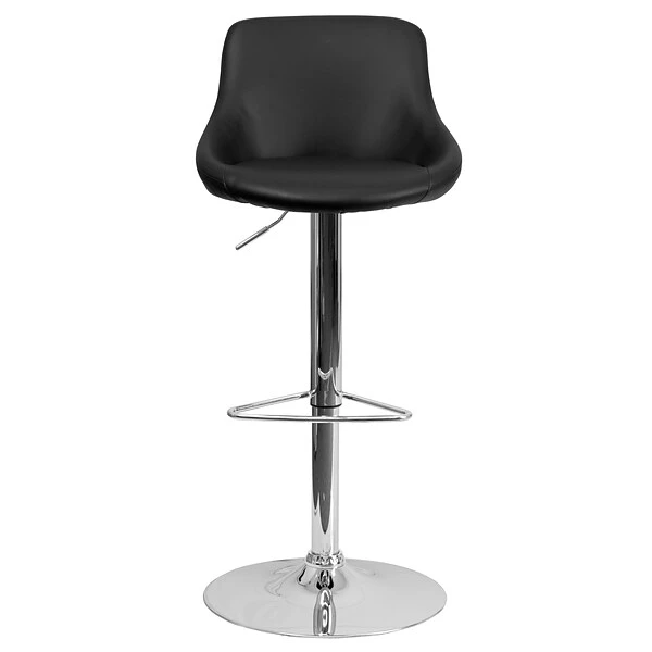 Flash Furniture Contemporary Vinyl Adjustable Height Barstool With Back, Black (CH82028MODBK) - Image 5