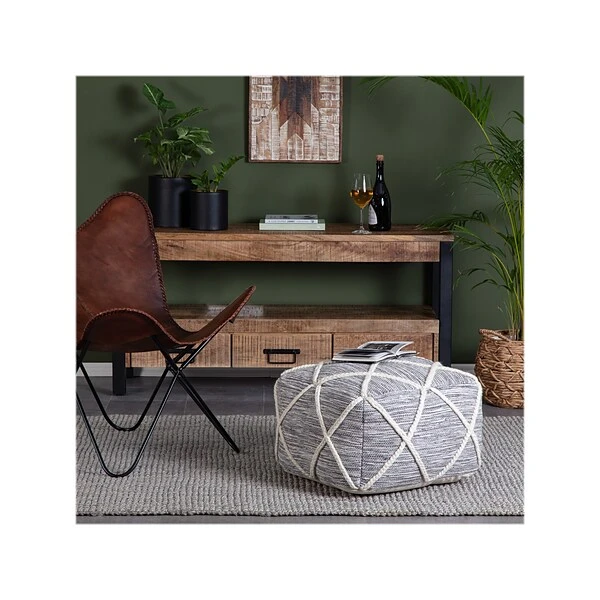 Anji Mountain Fabric Pouf Ottoman, Gray (AMBPF053-2014) - Image 5