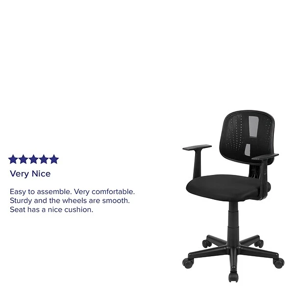 Flash Furniture Flash Fundamentals Ergonomic Mesh Swivel Mid-Back Task Office Chair, Black (LF134ABK) - Image 4