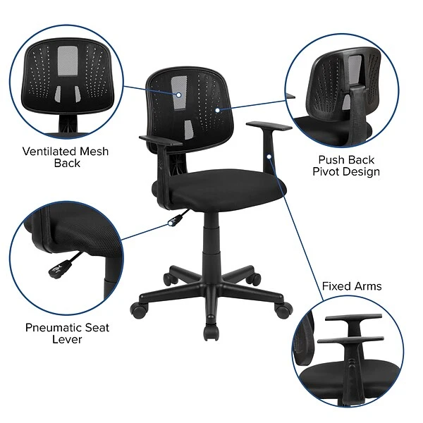 Flash Furniture Flash Fundamentals Ergonomic Mesh Swivel Mid-Back Task Office Chair, Black (LF134ABK) - Image 5