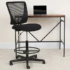 Ergonomic Mid-Back Mesh Drafting Chair With Black Fabric Seat And Adjustable Foot Ring [GO-2100-GG]