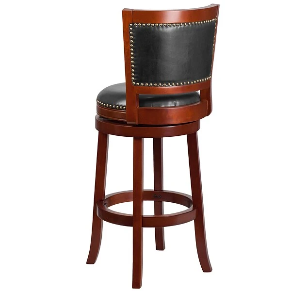 Flash Furniture Transitional LeatherSoft Swivel Barstool With Back, Dark Cherry (TA355530DC) - Image 2