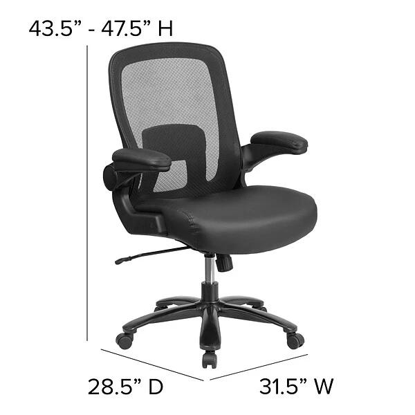 Flash Furniture HERCULES Series Mesh/LeatherSoft Swivel Big & Tall Executive Office Chair, Black (BT20180LEA) - Image 6