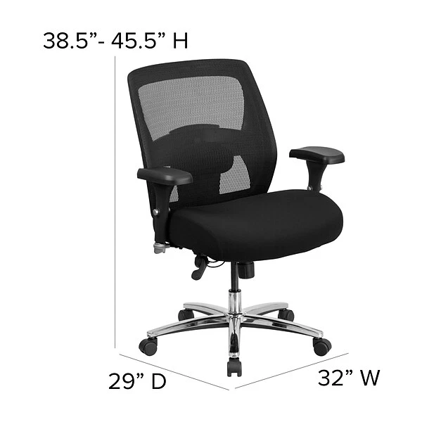 Flash Furniture HERCULES Series Ergonomic Mesh Swivel 24/7 Intensive Use Big & Tall Executive Office Chair, Black (GO993) - Image 6