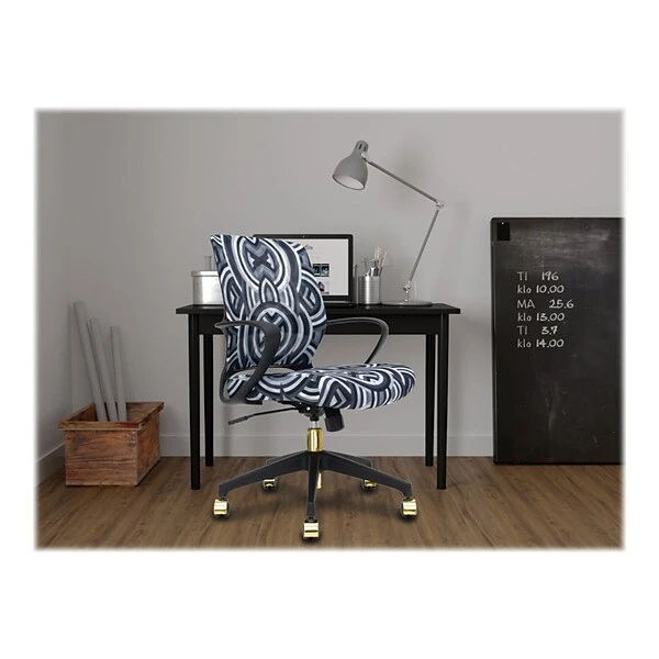 The Raynor Group Elizabeth Sutton Gramercy Fabric Swivel Task Chair, Black Grayscale Echo Gold (K-ESGR-BLK-ECHO-GLD) - Image 4
