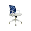 The Raynor Group Elizabeth Sutton Gramercy Fabric Swivel Task Chair, Blue Prism White Gold (K-ESGR-WHT-PRSM-GLD)