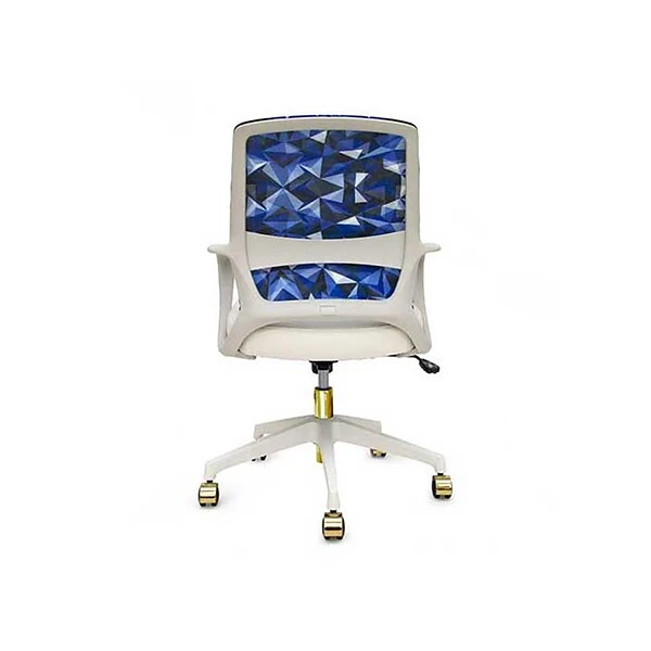 The Raynor Group Elizabeth Sutton Gramercy Fabric Swivel Task Chair, Blue Prism White Gold (K-ESGR-WHT-PRSM-GLD) - Image 3