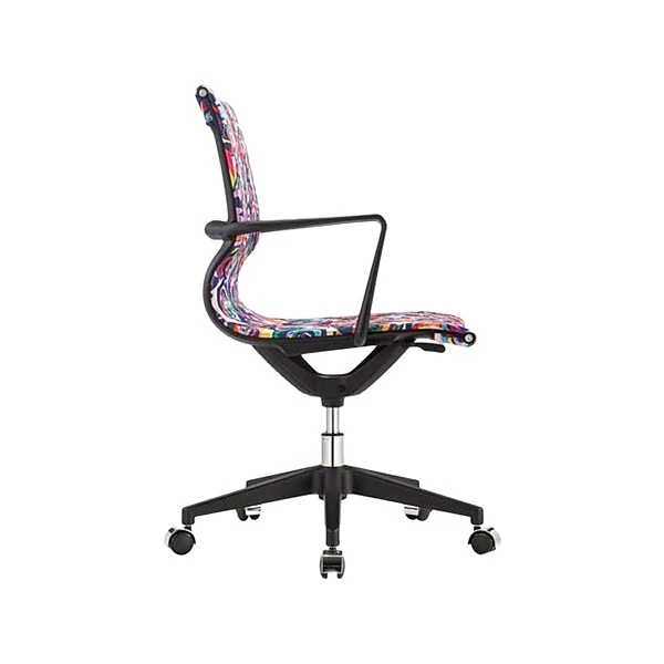 The Raynor Group Elizabeth Sutton Wynwood Fabric Swivel Task Chair, Multi Rose Black Silver (K-ESWY-BLK-ROSE-SIL) - Image 2
