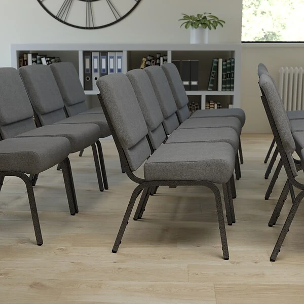Flash Furniture HERCULES 21'' Church Chairs W/3.75'' Seat Silver Vein Frame (XUCH0221GYSV)