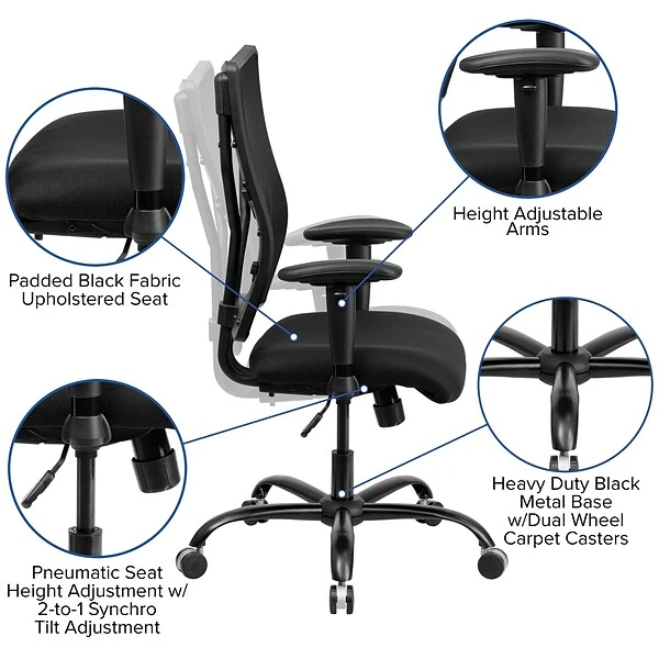 Flash Furniture HERCULES Series Ergonomic Mesh Swivel Big & Tall Executive Office Chair, Black (WL5029SYGA) - Image 5
