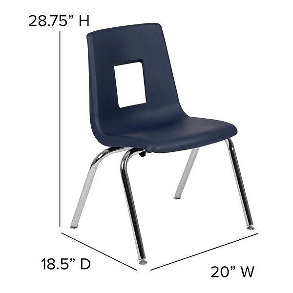 Flash Furniture Mickey Advantage Plastic/Steel Student Stacking Chair, Navy, 4/Pack (ADVSSC16NAVY) - Image 2