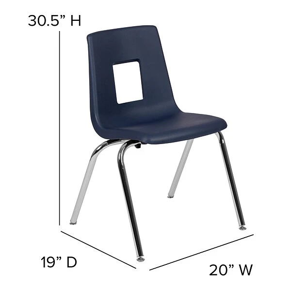 Flash Furniture Mickey Advantage Plastic/Steel Student Stacking Chair, Navy, 4/Pack (ADVSSC18NAVY) - Image 2