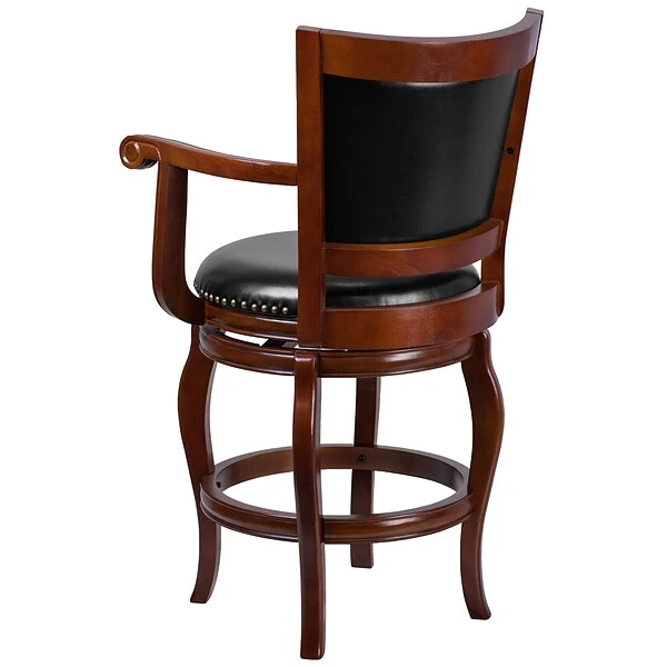Flash Furniture Transitional LeatherSoft Counter Height Swivel Stool With Back, Cherry (TA212524CHY) - Image 3
