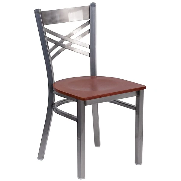 2 Pack. HERCULES Series Clear Coated ''X'' Back Metal Restaurant Chair (2XU6FOBCLCHYW) - Image 5