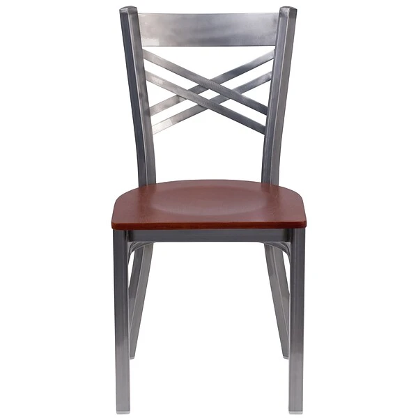 2 Pack. HERCULES Series Clear Coated ''X'' Back Metal Restaurant Chair (2XU6FOBCLCHYW) - Image 7