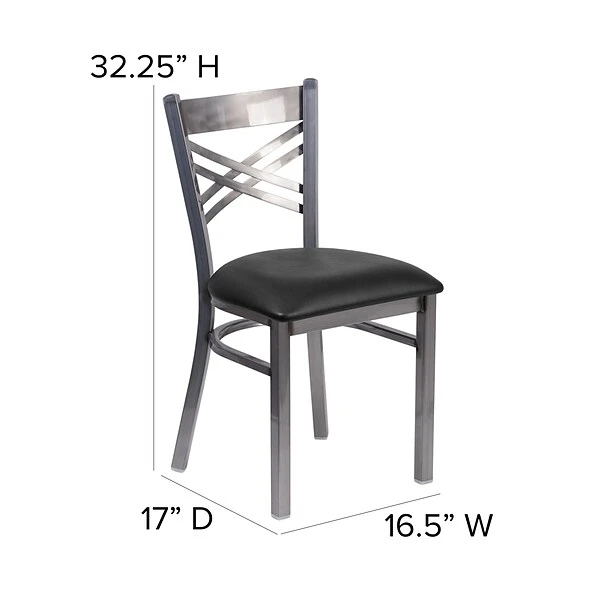 HERCULES Series Clear Coated ''X'' Back Metal Restaurant Chair (XU6FOBCLBLKV) - Image 4