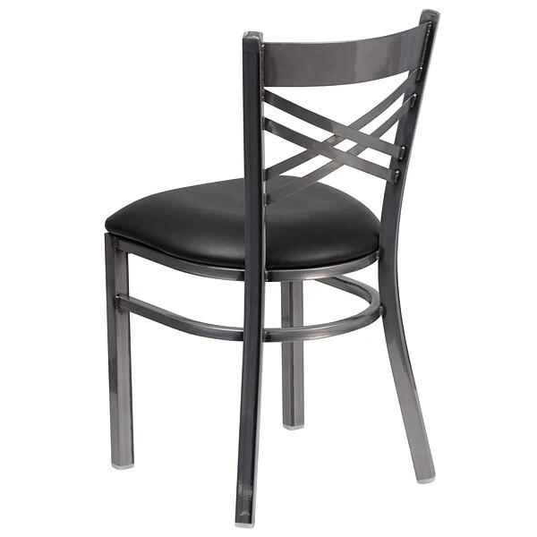 HERCULES Series Clear Coated ''X'' Back Metal Restaurant Chair (XU6FOBCLBLKV) - Image 5