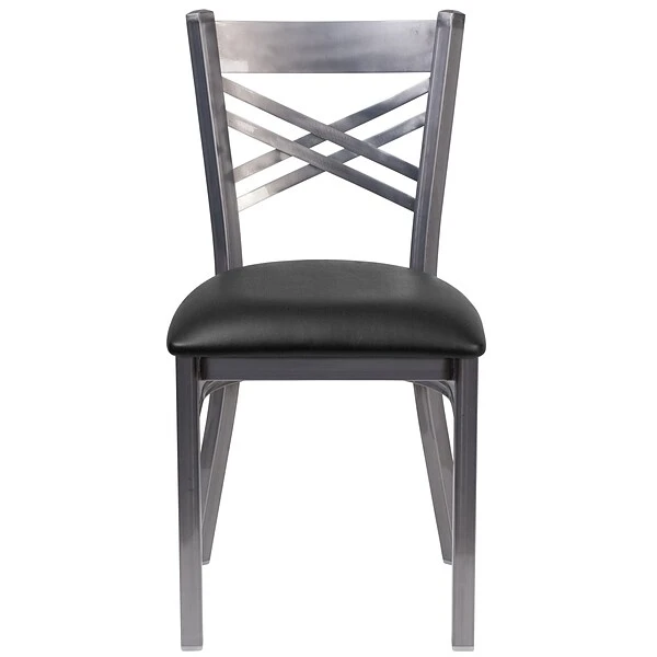 HERCULES Series Clear Coated ''X'' Back Metal Restaurant Chair (XU6FOBCLBLKV) - Image 8