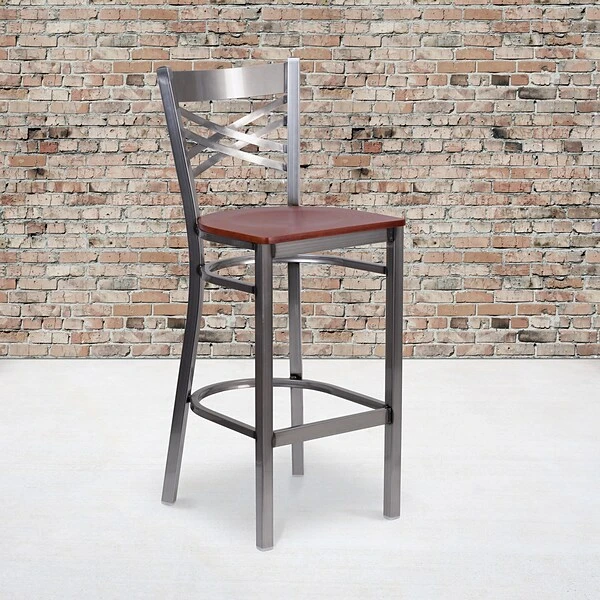 Flash Furniture Traditional Wood Restaurant Barstool With Back, Cherry (XU6F8BCLBARCHYW)