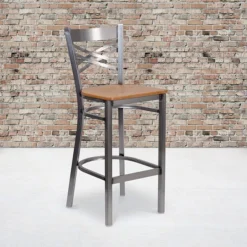 Flash Furniture Traditional Wood Restaurant Barstool With Back, Natural (XU6F8BCLBARNATW)