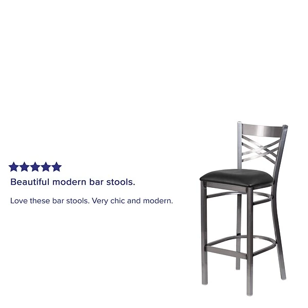 Flash Furniture Traditional Vinyl Restaurant Barstool With Back, Black (XU6F8BCLBARBLKV) - Image 3